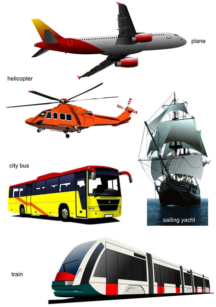 Collection Few Kinds Transport Images Vector Illustration — Stock Vector