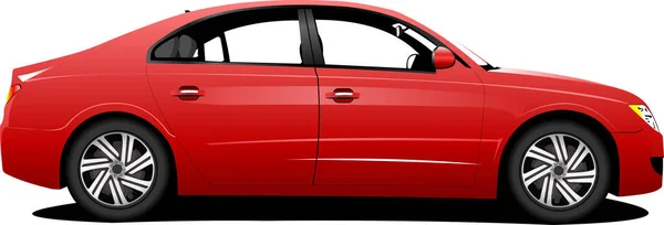 Red Car Sedan Road Vector Illustration — Stock Vector