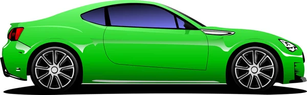 グリーンセダン車 サイドビュー ベクトルカラー3Dイラスト — ストックベクタ