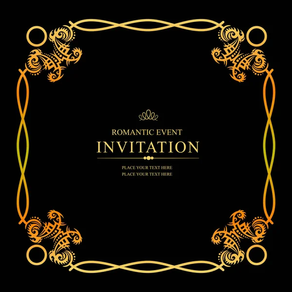 Gold Ornament Dark Background Can Used Invitation Card Vector Illustration — Stock Vector