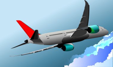 Uçak yayında. Vektör 3d illüstrasyon