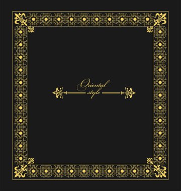 Koyu arkaplanda altın bir süs. Davetiye olarak kullanılabilir. Vektör illüstrasyonu