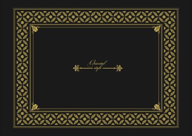 Koyu arkaplanda altın bir süs. Davetiye olarak kullanılabilir. Vektör illüstrasyonu