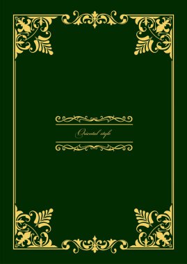 Koyu arkaplanda altın bir süs. Davetiye olarak kullanılabilir. Vektör illüstrasyonu