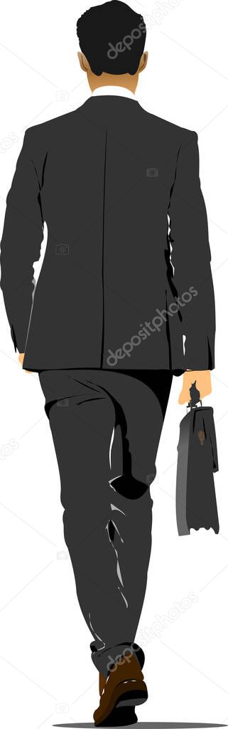 Businessman is going on the road. 3d vector illustration