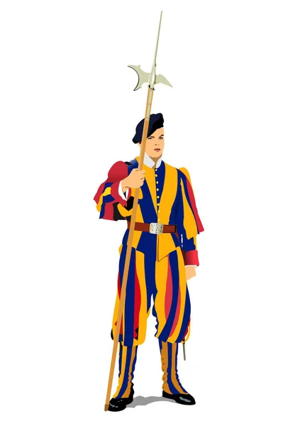 Swiss Guard Vatican City Vector Illustration — Stock Vector