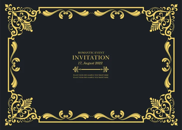 Gold Ornament Dark Background Can Used Invitation Card Vector Illustration — Stock Vector