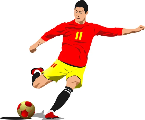 Soccer Players Vector Colored Illustration — Stock Vector