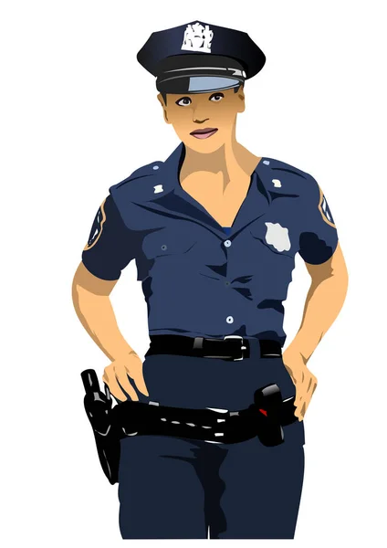 Американская Женщина Полицейский Векторная Иллюстрация — стоковый вектор