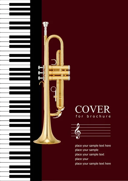 Cover Musical Instruments Image Trumpet Vector Illustration — Stock Vector