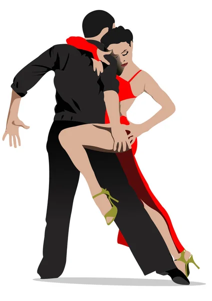 Par Som Dansar Tango Vektor Illustration — Stock vektor