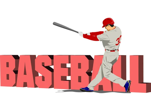 Baseball Játékos Poszter Vector Illusztráció Tervezők Számára — Stock Vector