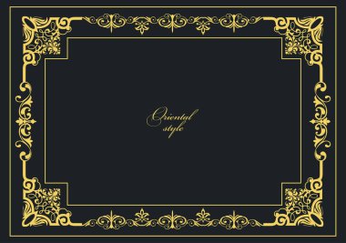 Koyu arkaplanda altın bir süs. Davetiye olarak kullanılabilir. Vektör illüstrasyonu