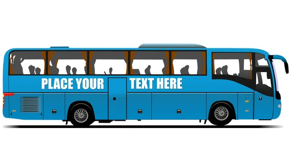 Blue Tourist Bus Coach Vector Color Illustration — Stock Vector