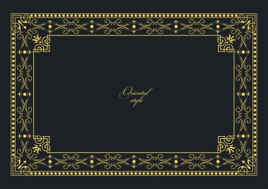 Koyu arkaplanda altın bir süs. Davetiye olarak kullanılabilir. Vektör illüstrasyonu