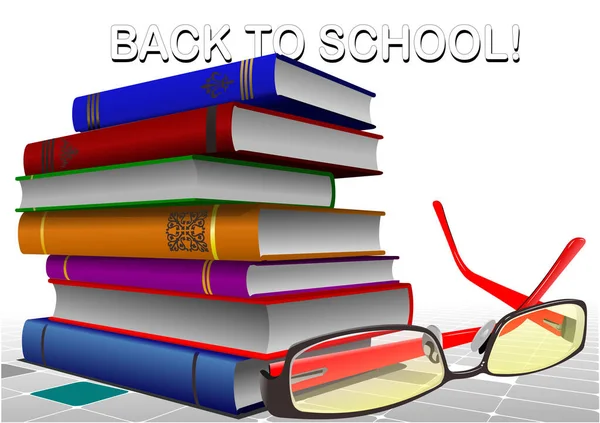 Back School Stack Books Glasses Image Vector Illustration — Stock Vector