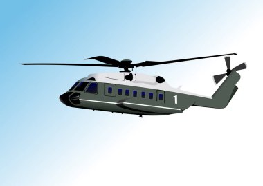Amerikan Ordusu helikopteri. Vektör 3d illüstrasyon