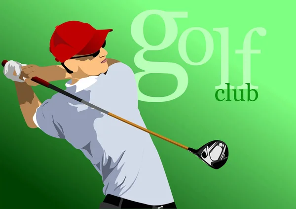 Giocatore Golf Illustrazione Colorata Del Vettore Progettisti — Vettoriale Stock