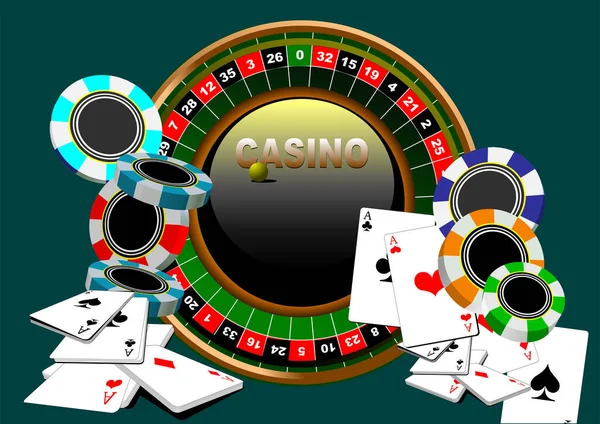 Casino Elementen Kleur Vector Illustratie — Stockvector