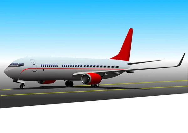 Passagerarplan Landningsbanan Färg Vektor Illustration — Stock vektor
