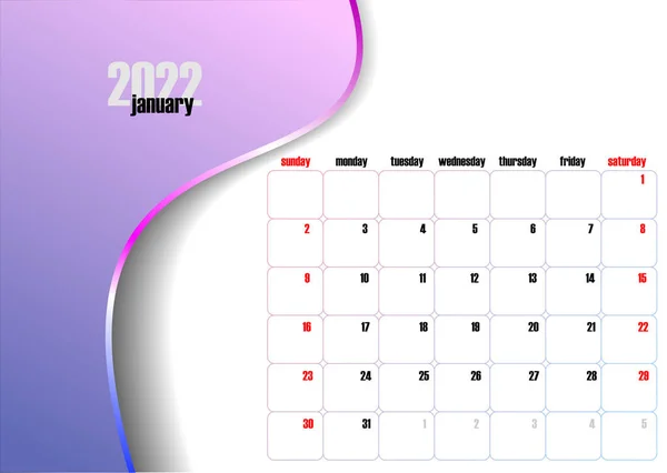 Calendario 2022 Puede Utilizar Como Organizador — Archivo Imágenes Vectoriales