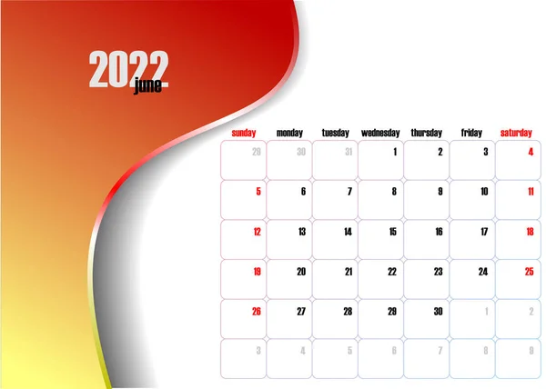 Calendario 2022 Puede Utilizar Como Organizador — Vector de stock