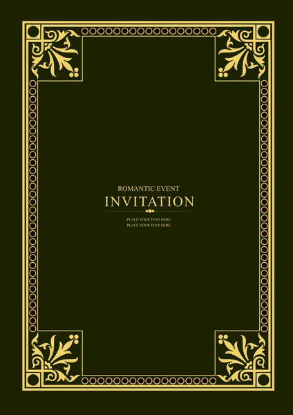 Gold Ornament Dark Background Can Used Invitation Card Vector Illustratio — Stock Vector