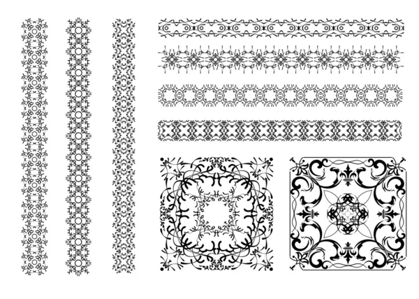 Коллекция орнаментальных линий в различных стилях дизайна — стоковый вектор