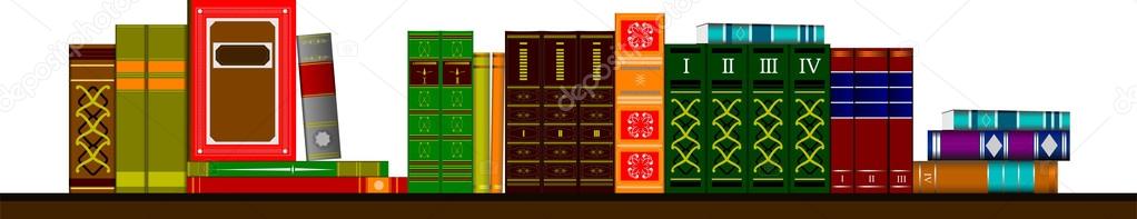 Vector illustration bookshelf library with books