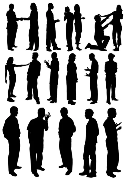 Uomini e donne in bianco e nero. Illustrazione vettoriale — Vettoriale Stock