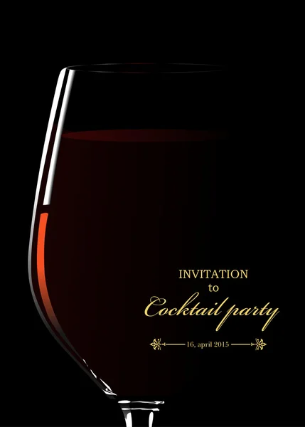 Una copa de vino tinto. Invitación a un cóctel. Vector ilustra — Vector de stock