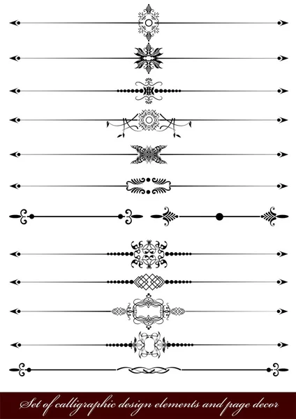 Kaligrafik tasarım ögelerinin vektör kümesi ve sayfa dekoru — Stok Vektör