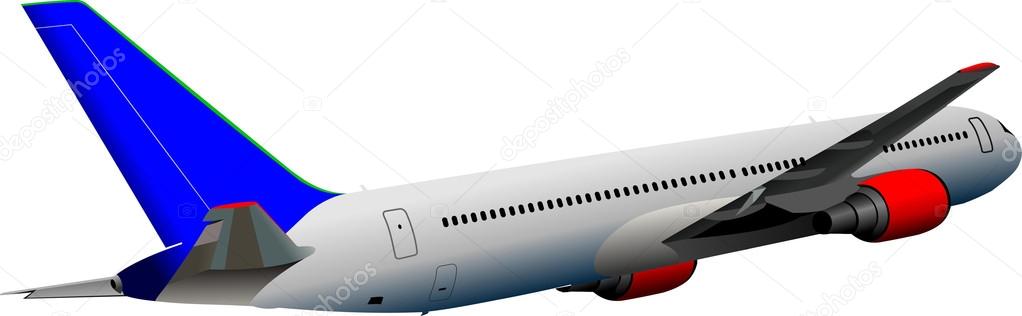 Airplane on the air. Vector illustration