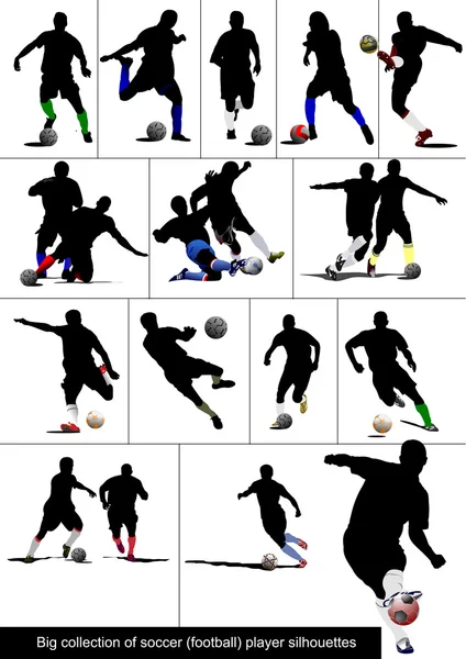 Grande collezione Calcio giocatore di calcio. Illustrazione vettoriale colorata per designer — Vettoriale Stock