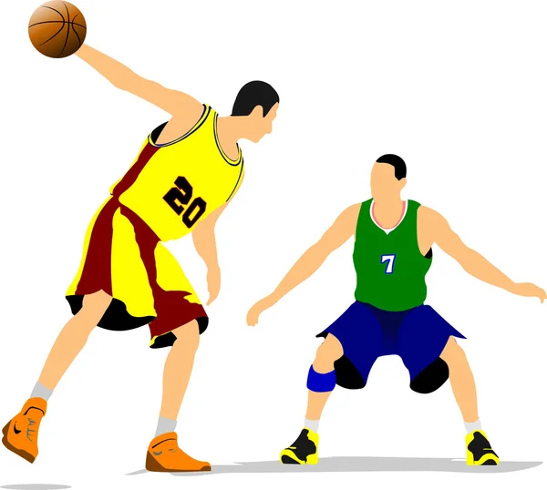 Basketbalspelers. Vectorillustratie — Stockvector