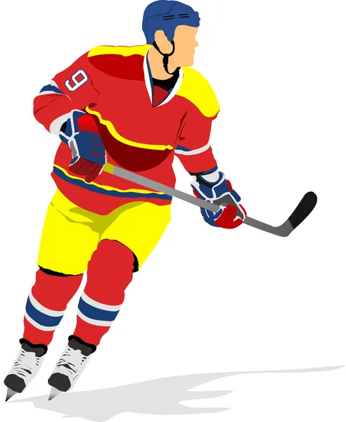 Giocatori di hockey su ghiaccio. Illustrazione vettoriale colorata per designer — Vettoriale Stock
