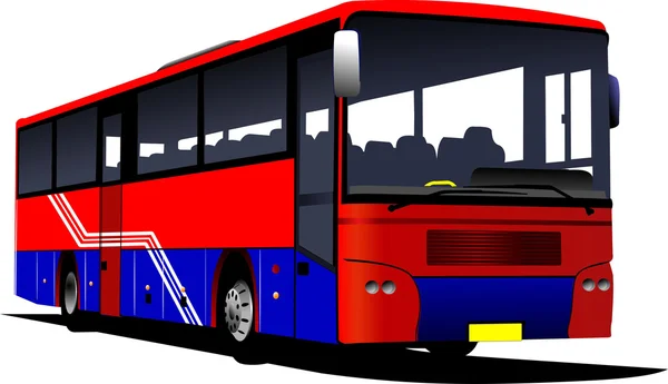 Miasto czerwony autobus. autokar turystyczny. Ilustracja wektorowa — Wektor stockowy