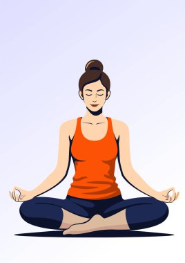 Yoga pozisyonunda oturan bir kadın farkındalık ve rahatlama egzersizi yapıyor.