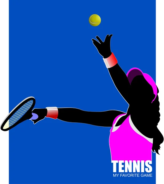 Woman Tennis player.  Vector illustration for designers — Stock Vector