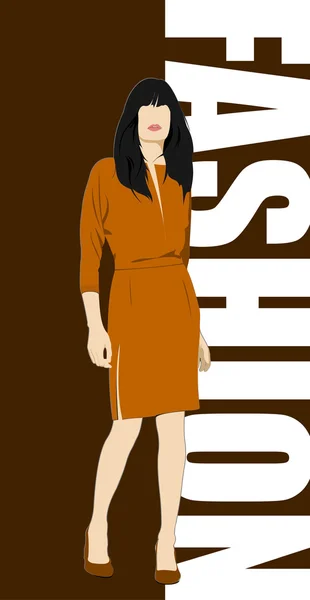 Μόδα γυναίκα αφίσα. Vector εικονογράφηση — Διανυσματικό Αρχείο