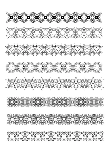 Sammlung ornamentaler Regellinien in verschiedenen Designstilen. — Stockvektor