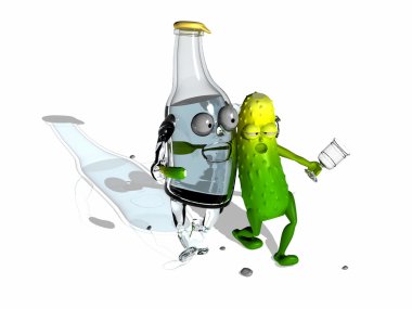 Bottle and cucumber clipart