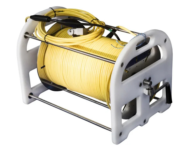 Kabel leverans spool med hållare — Stockfoto