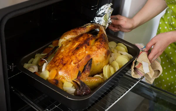 Capão com batata assada — Fotografia de Stock