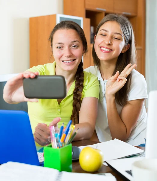 Girls taking a selfie photo — Stock Photo, Image