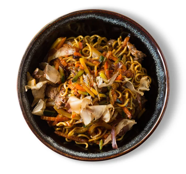 Yakisoba Dana eti ve sebze ile — Stok fotoğraf