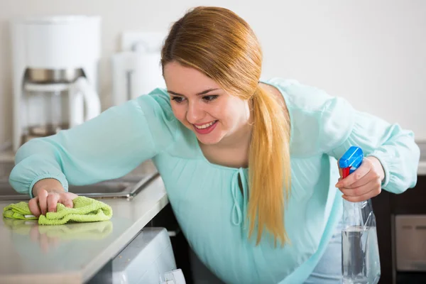 Sorrindo limpeza dona de casa — Fotografia de Stock