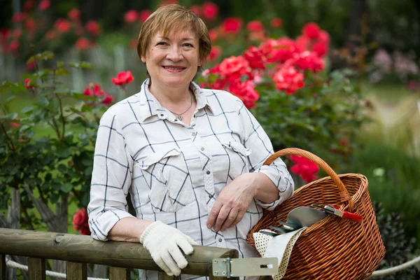 Giardiniere donna anziana — Foto Stock