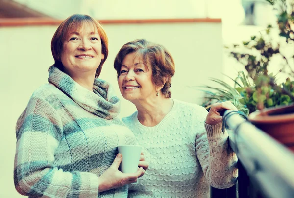 Portret van gelukkig vrouwelijke gepensioneerden — Stockfoto