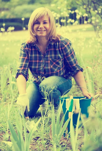 Mature woman planting — Stock Photo, Image